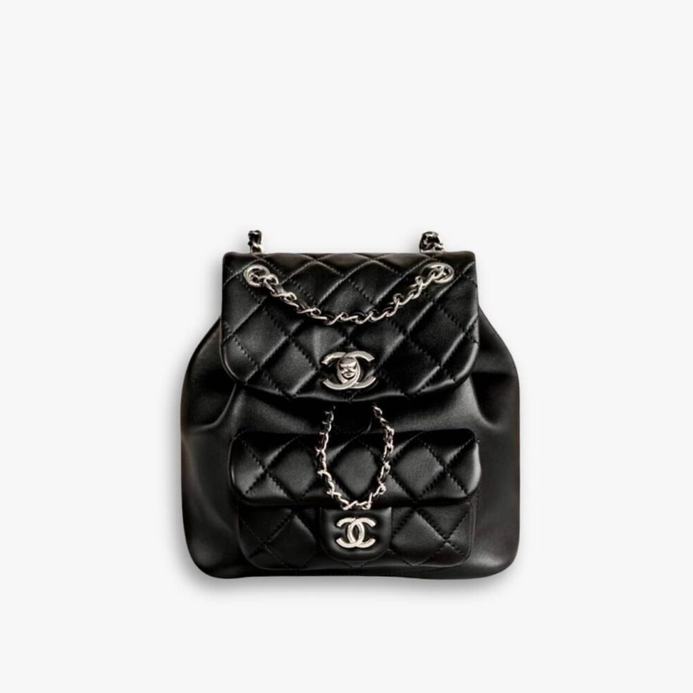 Chanel Duma Matelasse Leather Chain Backpack Black 20cm