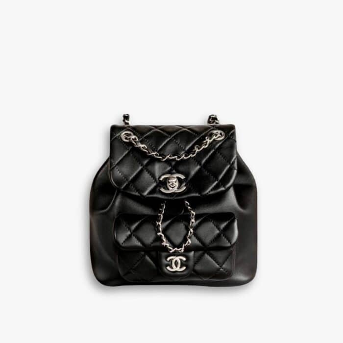 Chanel Duma Matelasse Leather Chain Backpack Black 20cm