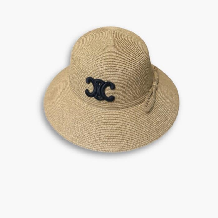 Celine Triomphe Raffia Bucket Hat With Bow Natural