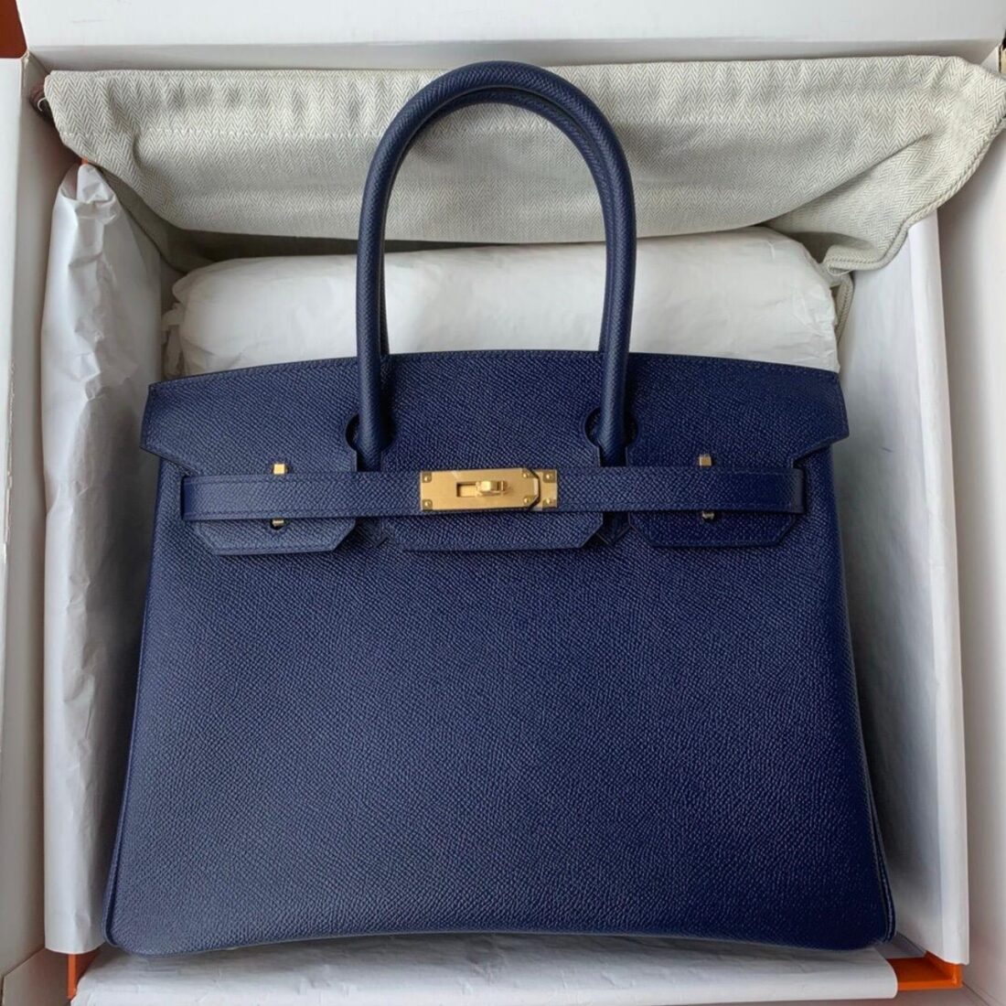 Hermes Birkin 30 Blue Navy Gold Hardware 30Cm - Image 2