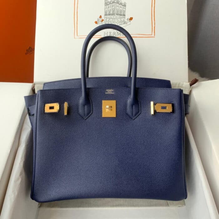 Hermes Birkin 30 Blue Navy Gold Hardware 30Cm - Image 3
