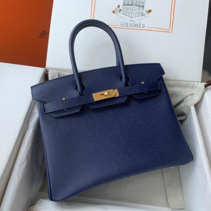 Hermes Birkin 30 Blue Navy Gold Hardware 30Cm - Image 5