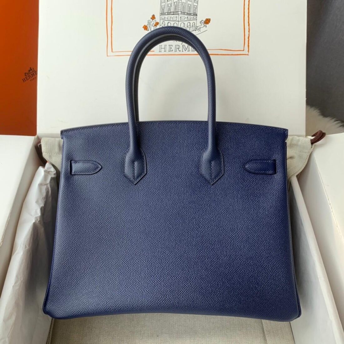 Hermes Birkin 30 Blue Navy Gold Hardware 30Cm - Image 6
