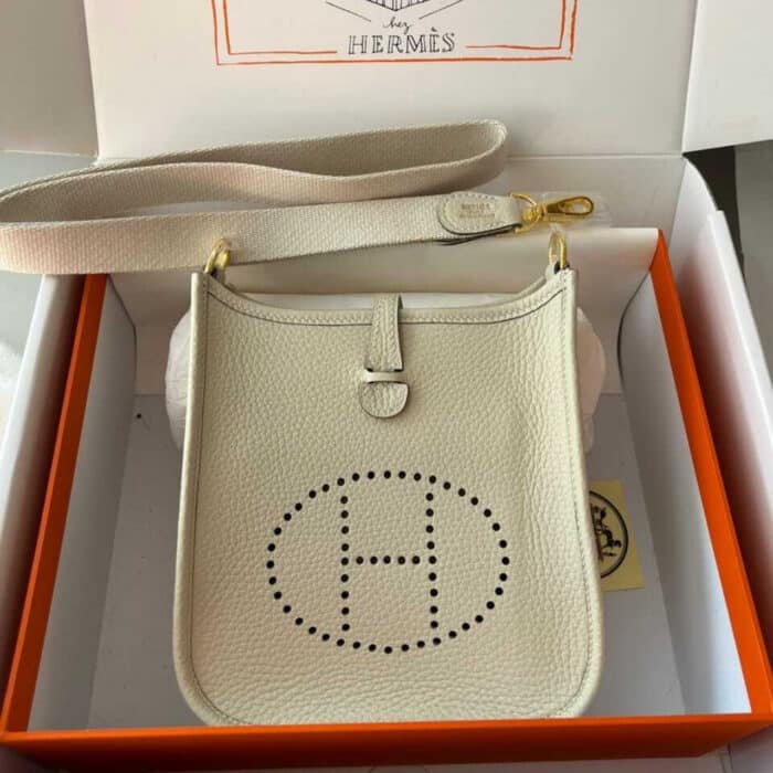 Super Vip 1:1 – Hermes Evelyne Bag Ivory Cream 17Cm - Image 2