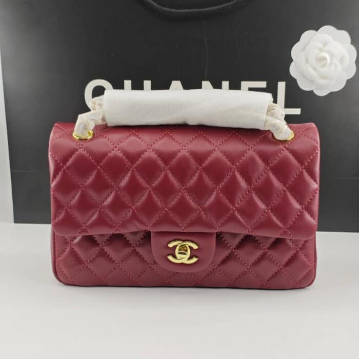Chanel Classic 11.12 Handbag Gold Tone Metal Burgundy 25Cm A01112 Y04059 NZV44 - Image 2