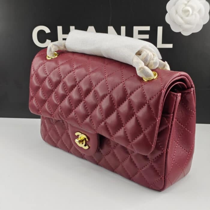 Chanel Classic 11.12 Handbag Gold Tone Metal Burgundy 25Cm A01112 Y04059 NZV44 - Image 3