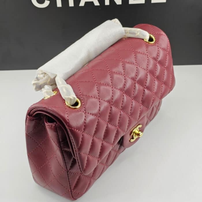 Chanel Classic 11.12 Handbag Gold Tone Metal Burgundy 25Cm A01112 Y04059 NZV44 - Image 4