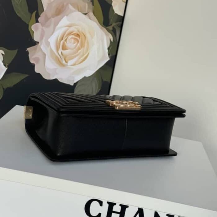 Super Vip 1:1 – Chanel Le Boy Chevron Caviar Black 25Cm - Image 6