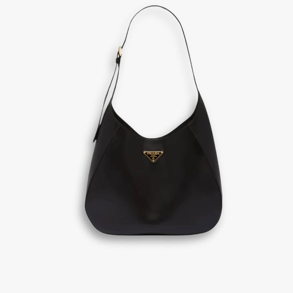 Prada Large Shoulder Bag With Topstitching Black 40Cm 1BC181 2AIX F0002 V OOO