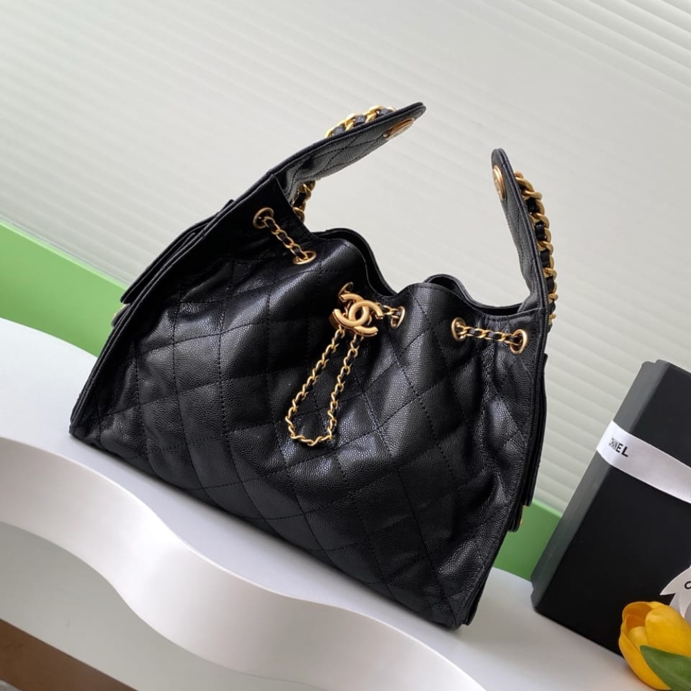 Alternative view of Super Vip 1:1 - Chanel 25 Small Handbag Grained And Gold-Tone Metal Black 26Cm AS5293 B20304 94305