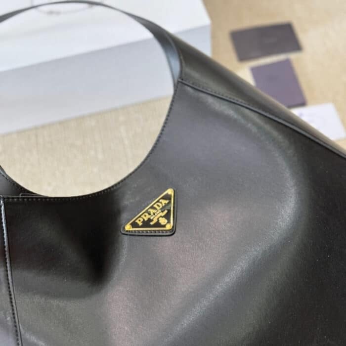 Prada Large Shoulder Bag With Topstitching Black 40Cm 1BC181 2AIX F0002 V OOO - Image 6