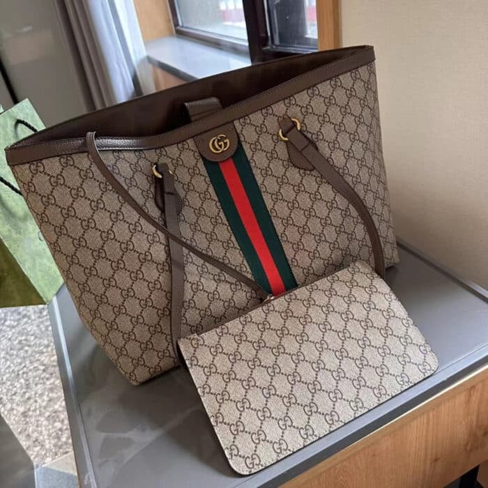 Gucci Ophidia Large Tote Bag Beige And Dark Brown GG Supreme 38Cm 631685 96IWB 8745 - Image 2