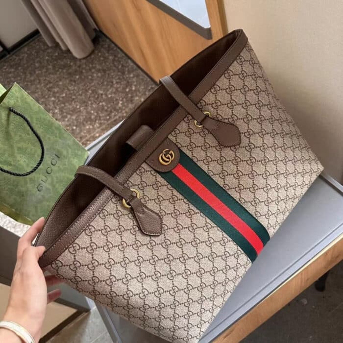 Gucci Ophidia Large Tote Bag Beige And Dark Brown GG Supreme 38Cm 631685 96IWB 8745 - Image 3