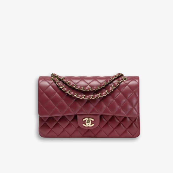 Chanel Classic 11.12 Handbag Gold Tone Metal Burgundy 25Cm A01112 Y04059 NZV44