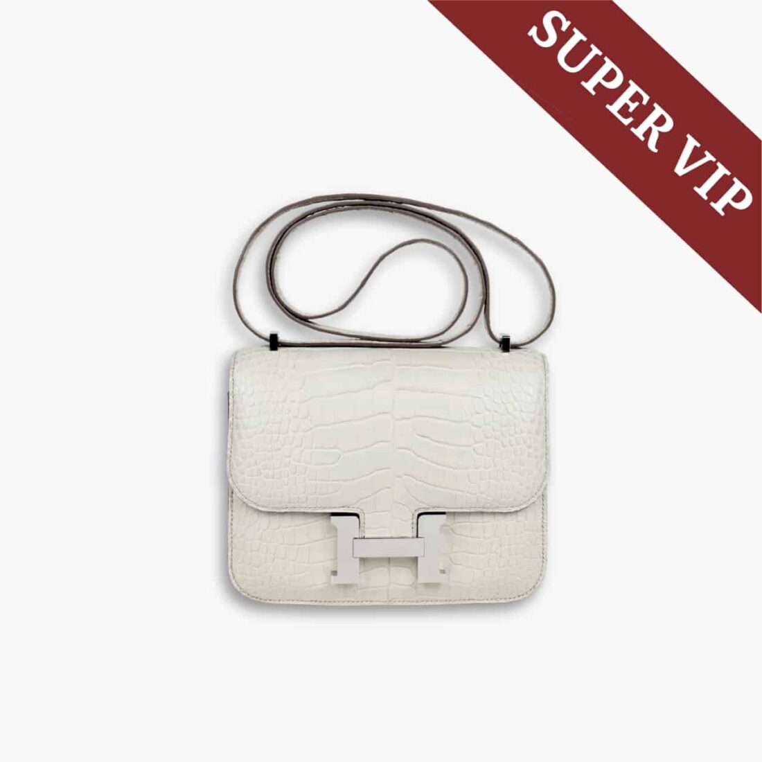Super Vip 1:1 – Hermès Mini Constance 19 Shiny Alligator White