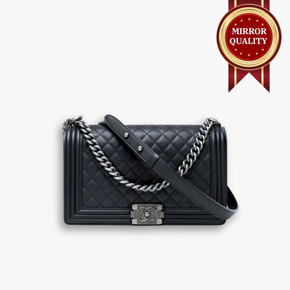 Mirror Quality – Chanel Large Boy Chanel Handbag Black 25Cm A92193 Y09953 94305