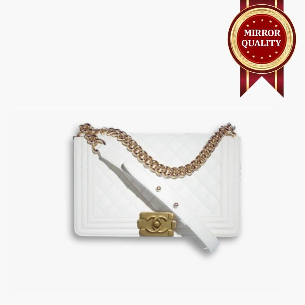 Mirror Quality – Chanel Large Boy Chanel Handbag White 25Cm A67086 B06643 10601
