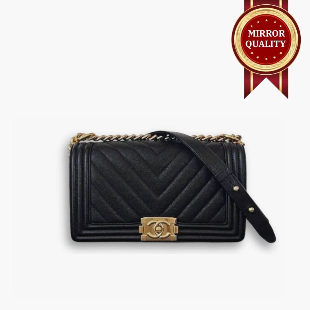 Mirror Quality – Chanel Le Boy Chevron Black 25Cm