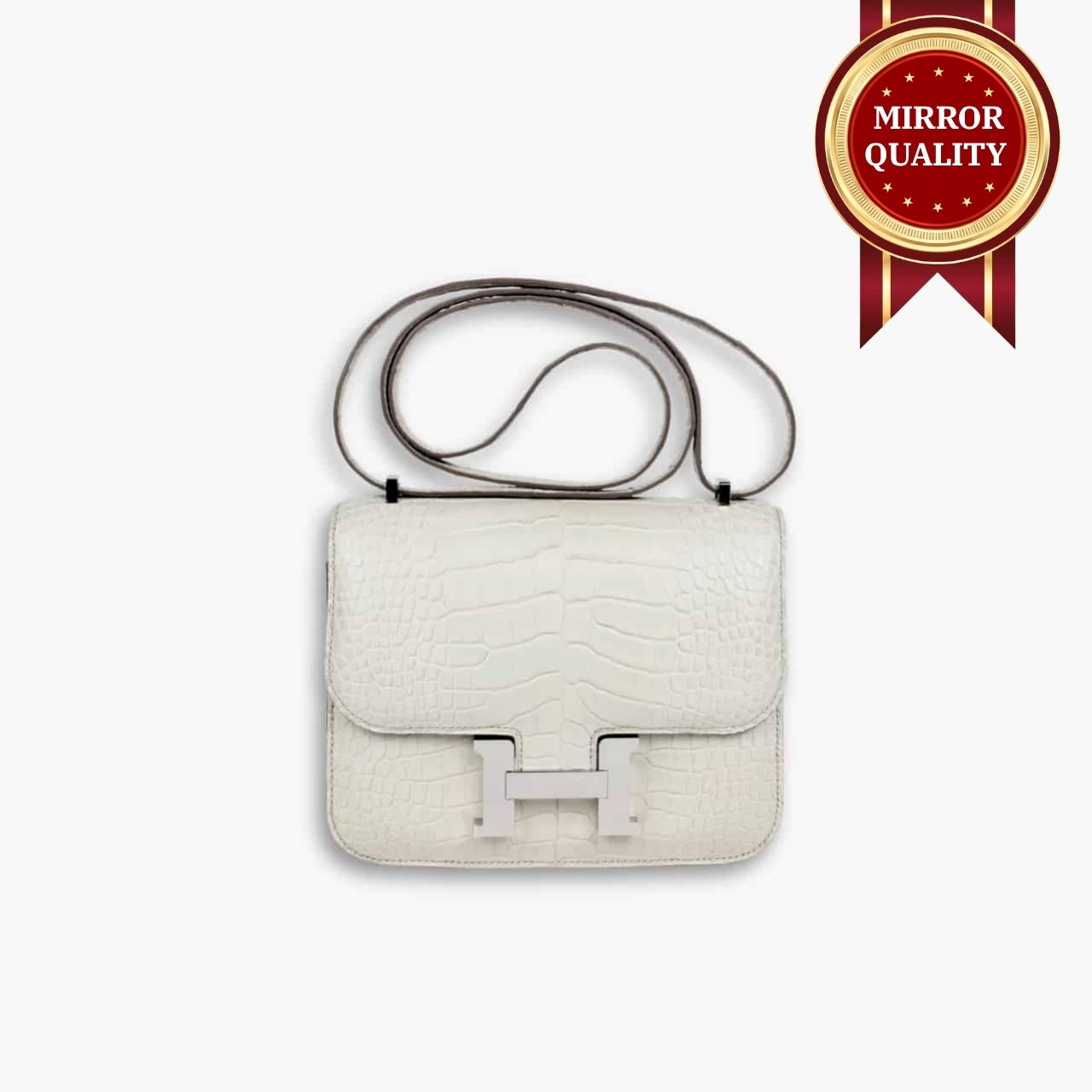 Mirror Quality – Hermès Mini Constance 19 Shiny Alligator White