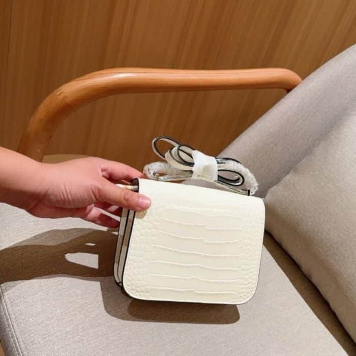 Super Vip 1:1 – Hermès Mini Constance 19 Shiny Alligator White - Image 3