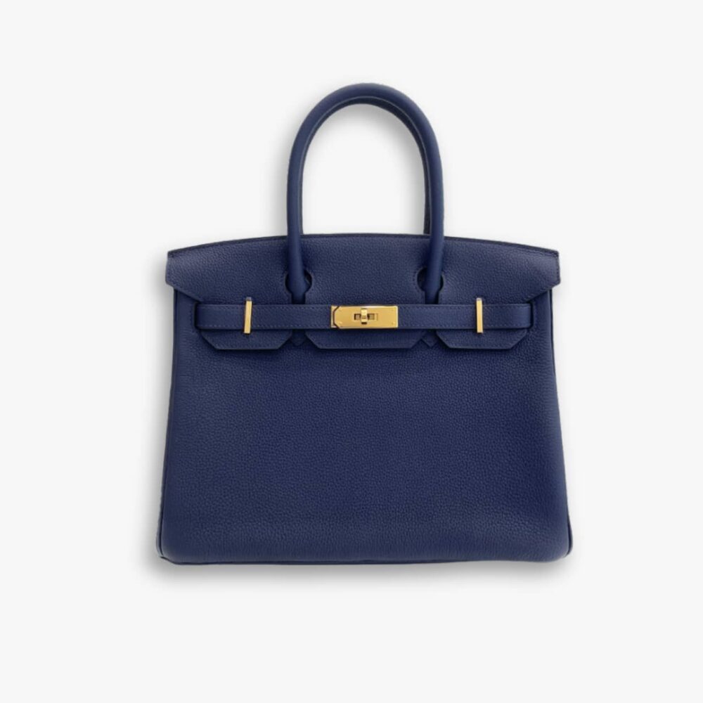 Hermes Birkin 30 Blue Navy Gold Hardware 30Cm