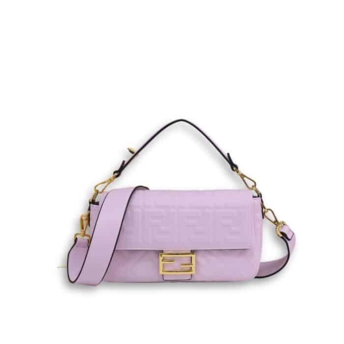 Fendi Baguette Leather Bag Purple 27Cm