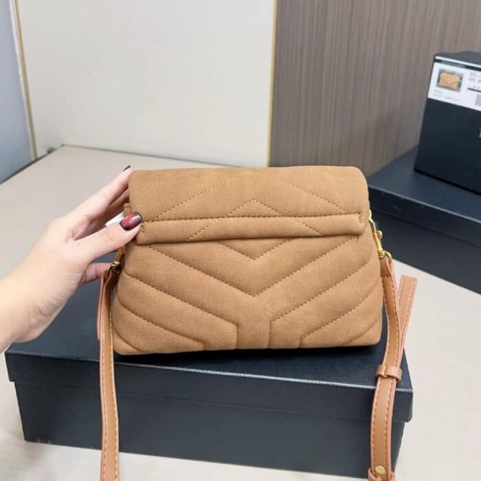 Saint Laurent Loulou Small Shoulder Bag In Suede Brown 22Cm - Image 4