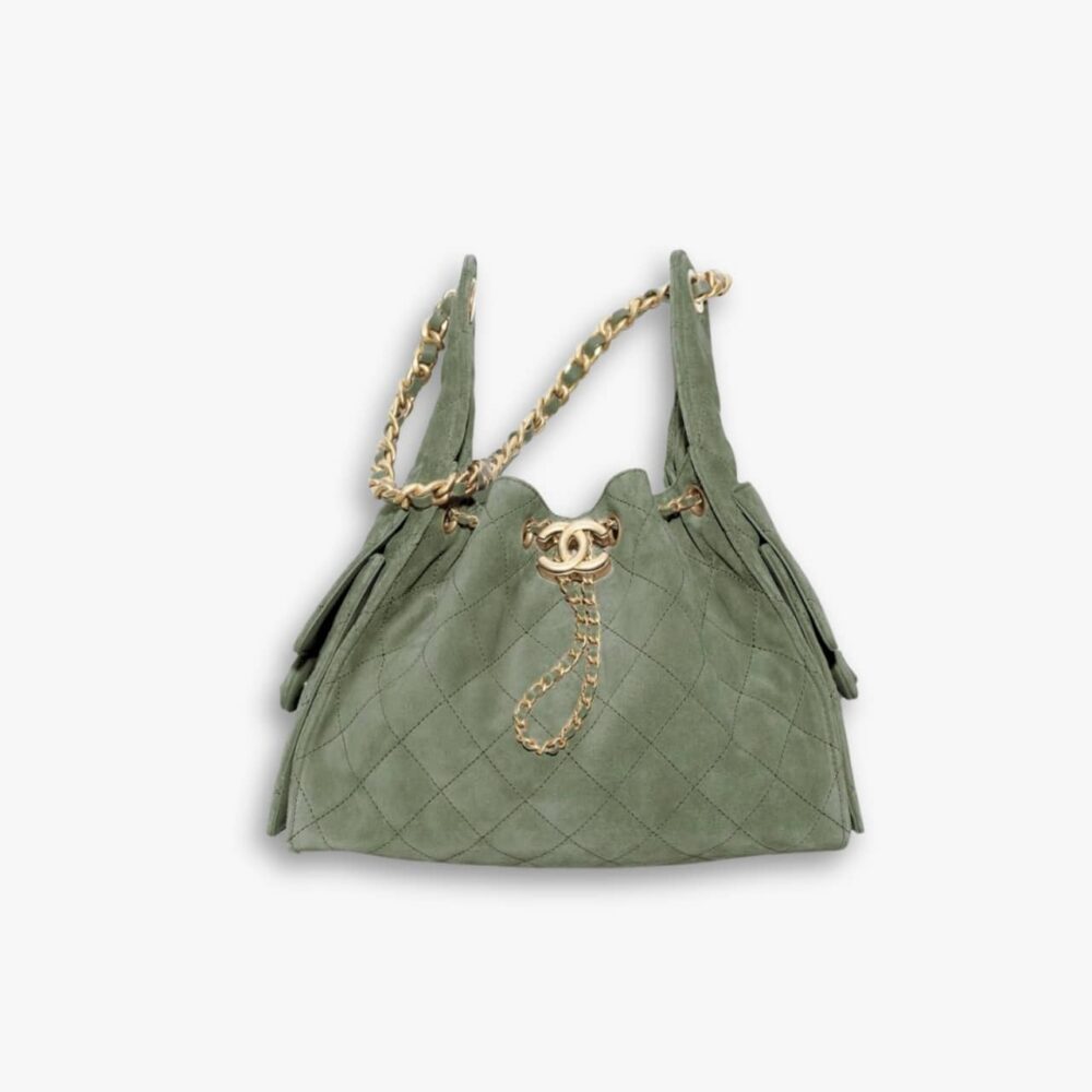 Chanel 25 Small Handbag Suede Grey 34Cm AS5293 B18799 NACAA