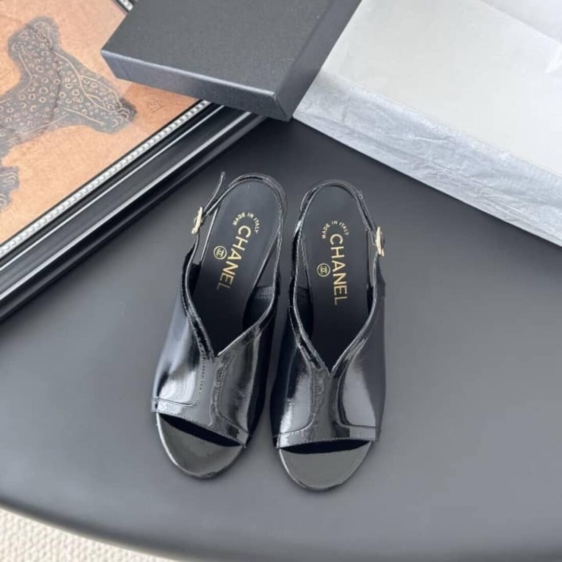 Chanel 2024/25 Metiers d art Sandals Shiny Black G46538 B20968 94305 - Image 5