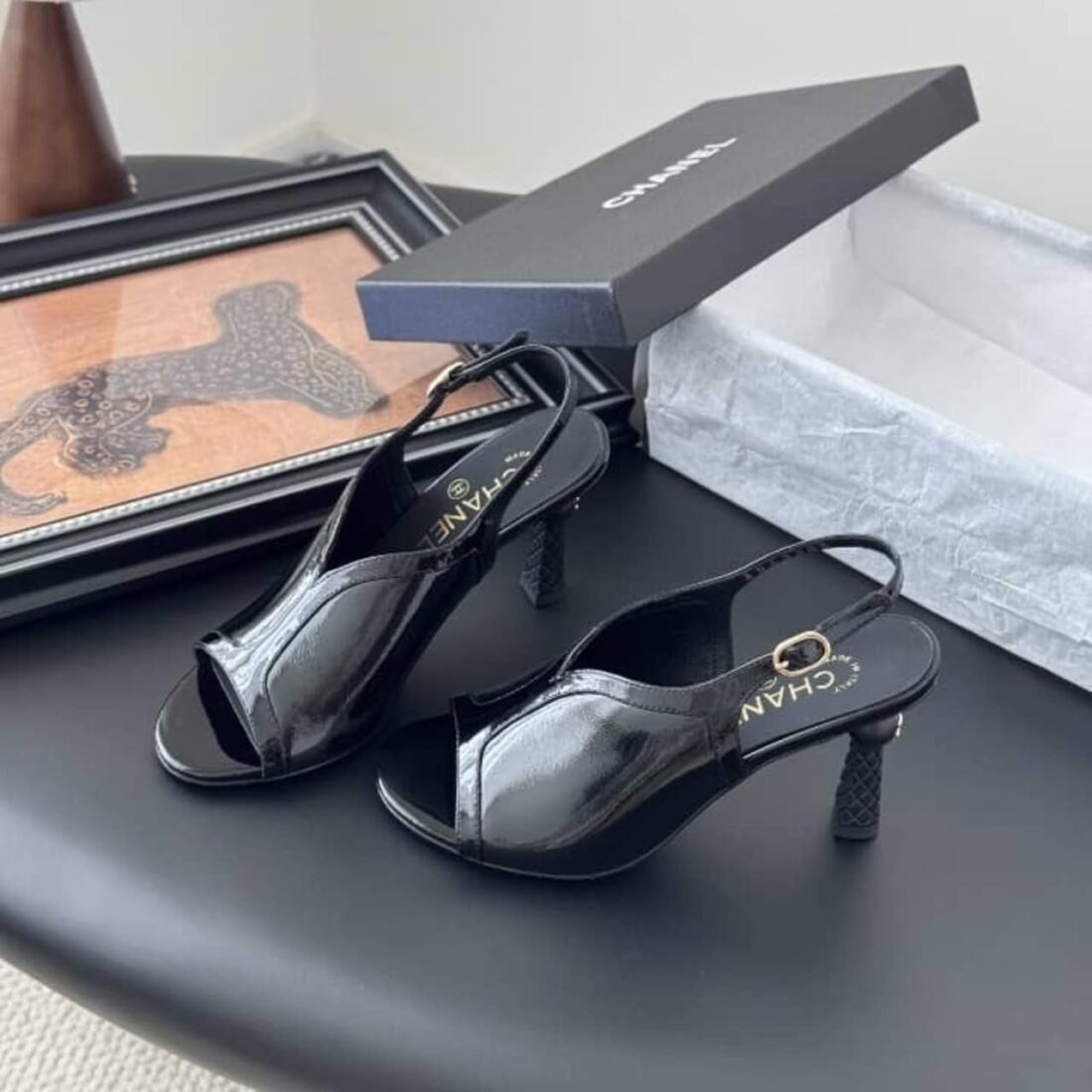 Chanel 2024/25 Metiers d art Sandals Shiny Black G46538 B20968 94305 - Image 6