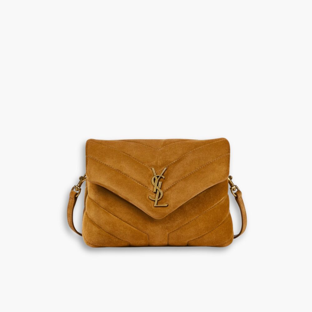 Saint Laurent Loulou Small Shoulder Bag In Suede Brown 22Cm