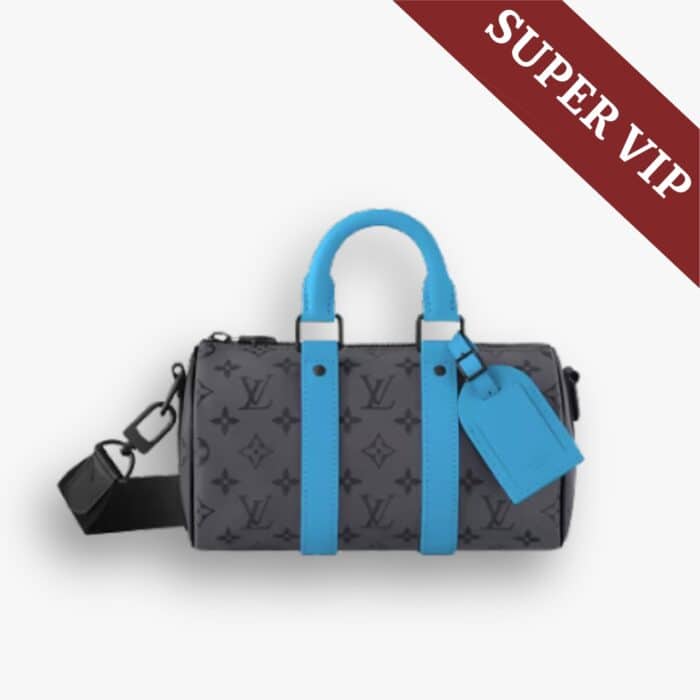 Super Vip 1:1 – Louis Vuitton Keepall Bandoulière 25 Bag Monogram Eclipse Reverse Turquoise 25Cm M11645