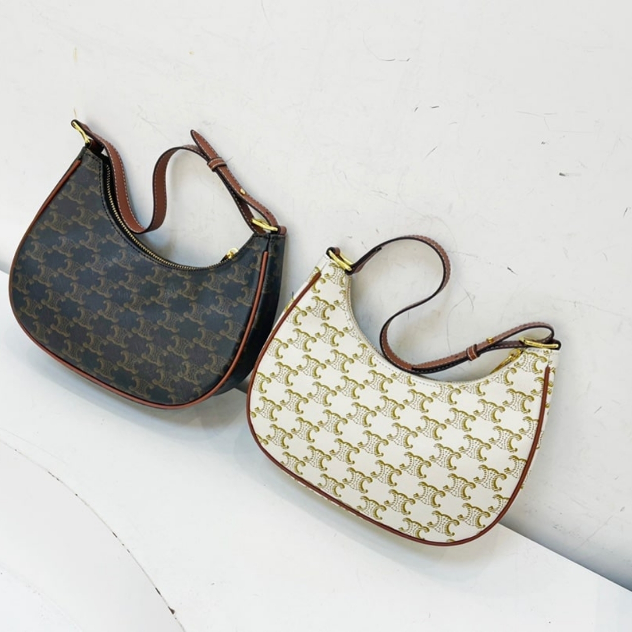 Celine Ava Bag In Triomphe Canvas White 24Cm 193952BZJ01BC - Image 3