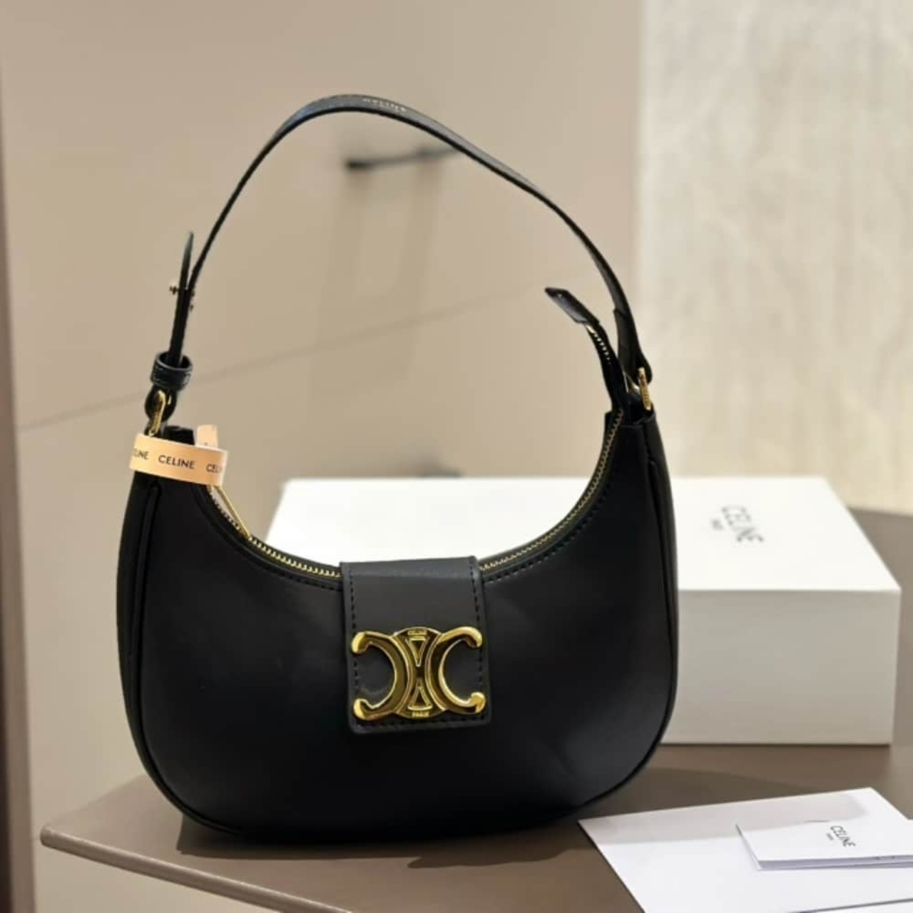 Celine Medium Ava Triomphe Bag Black 24Cm 114493DGQ 38NO - Image 2