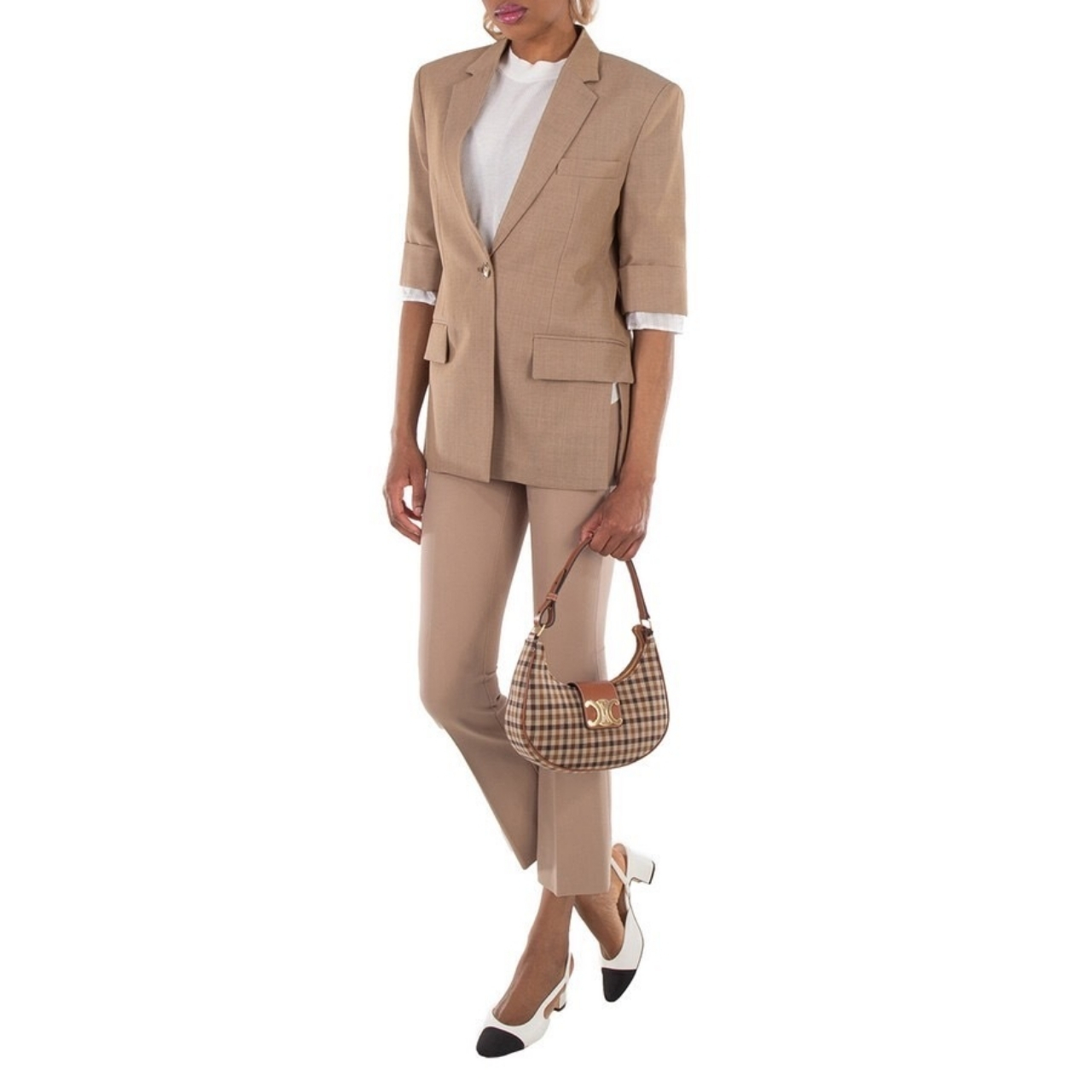 Celine Ava Triomphe Bag In Tartan Textile 24Cm 114492FYD 14ML - Image 6