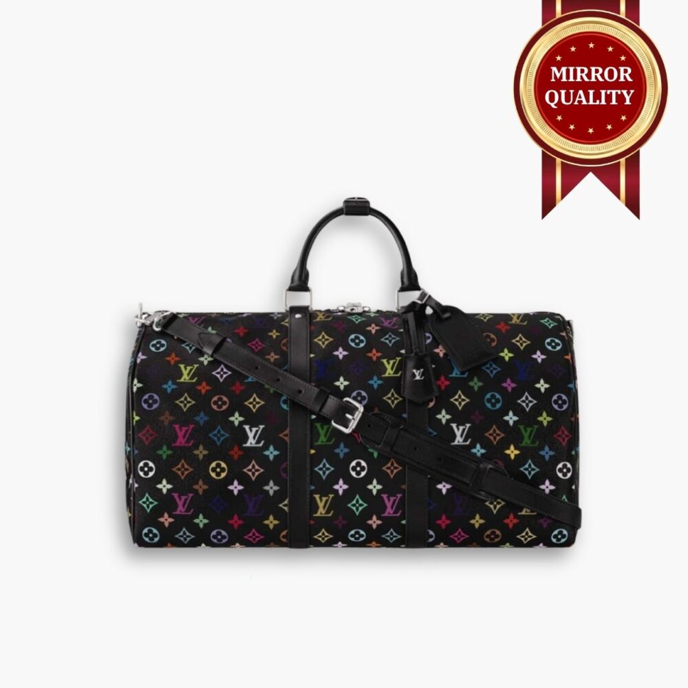 Mirror Quality – Louis Vuitton x Takashi Murakami Keepall Bandoulière 50 Bag Black 50Cm M13745