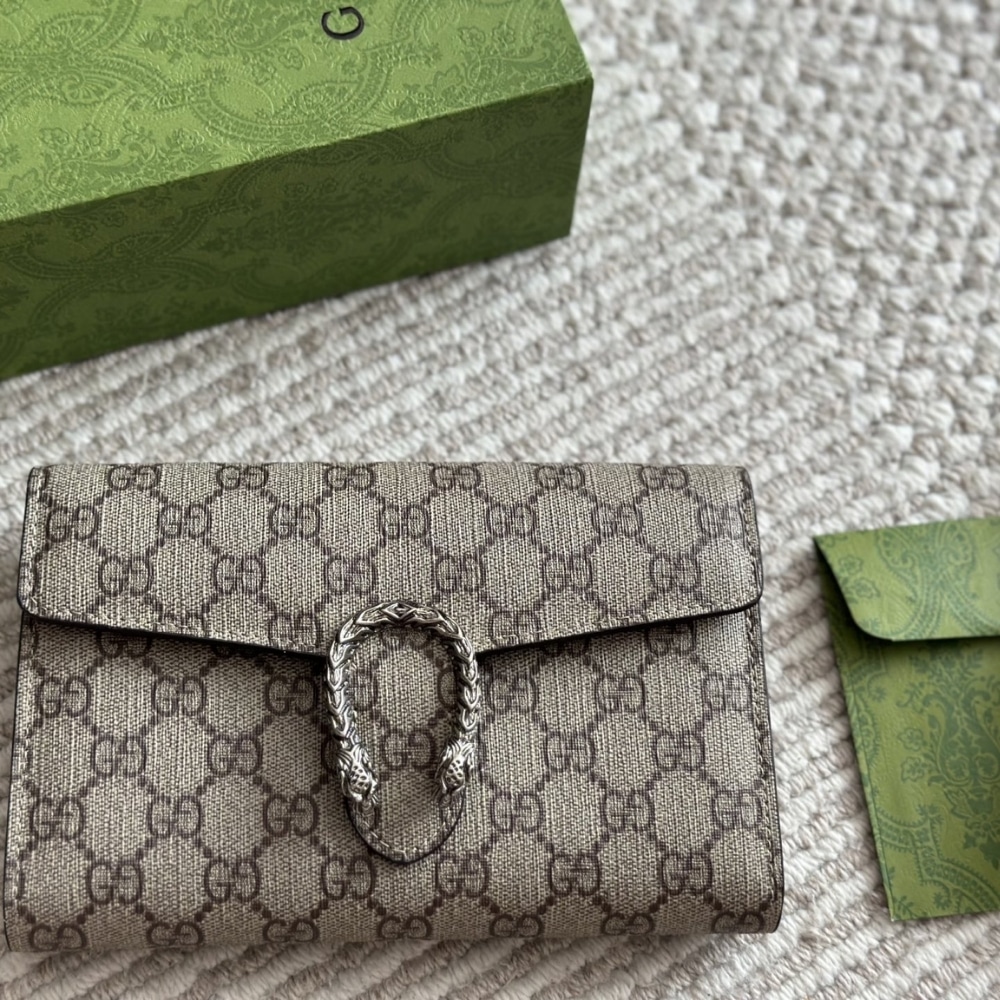 Gucci Dionysus GG Supreme Chain Wallet Beige And Ebony 20Cm 401231 KHNSN 8642 - Image 2