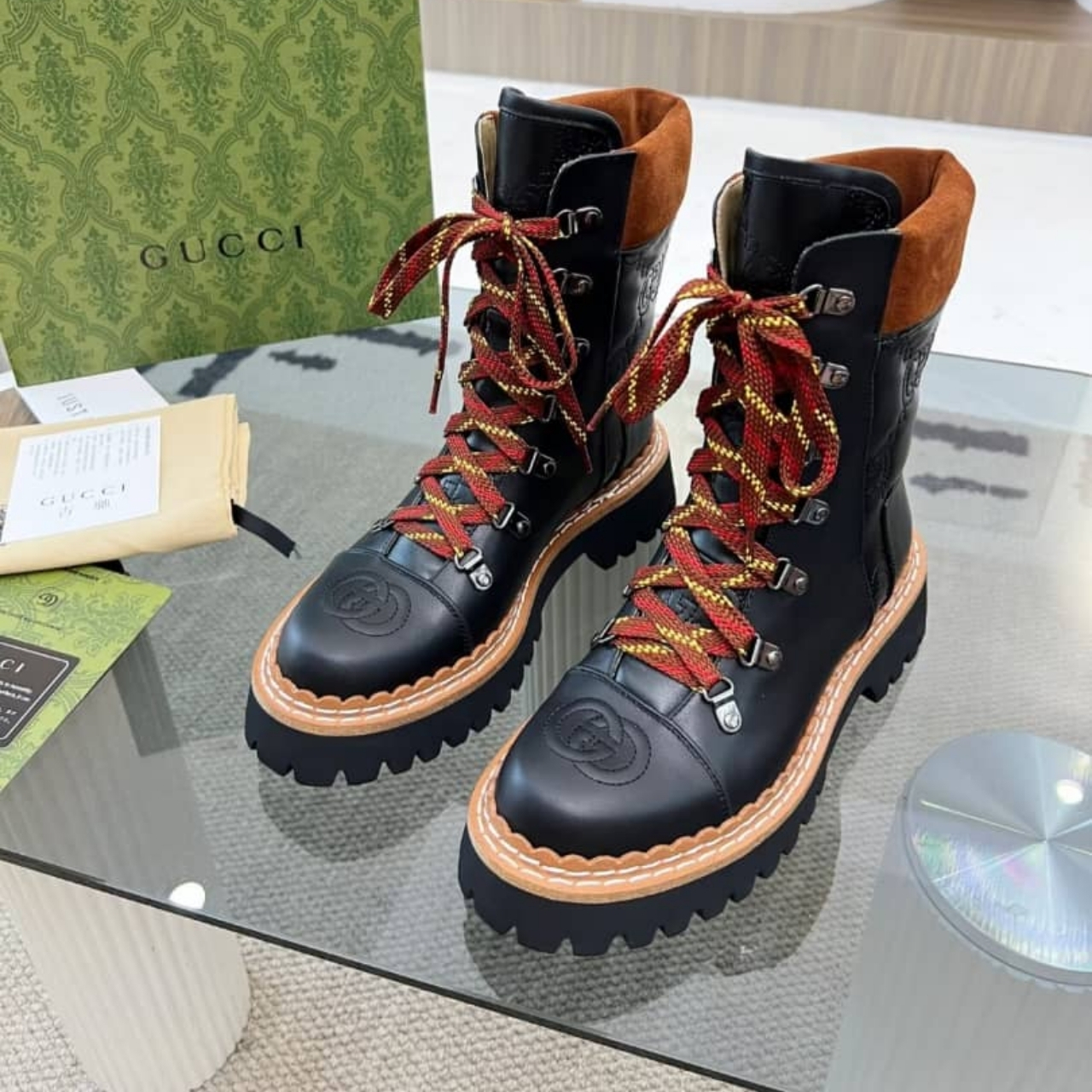 Gucci GG Quilted Ankle Boots Black - Image 2
