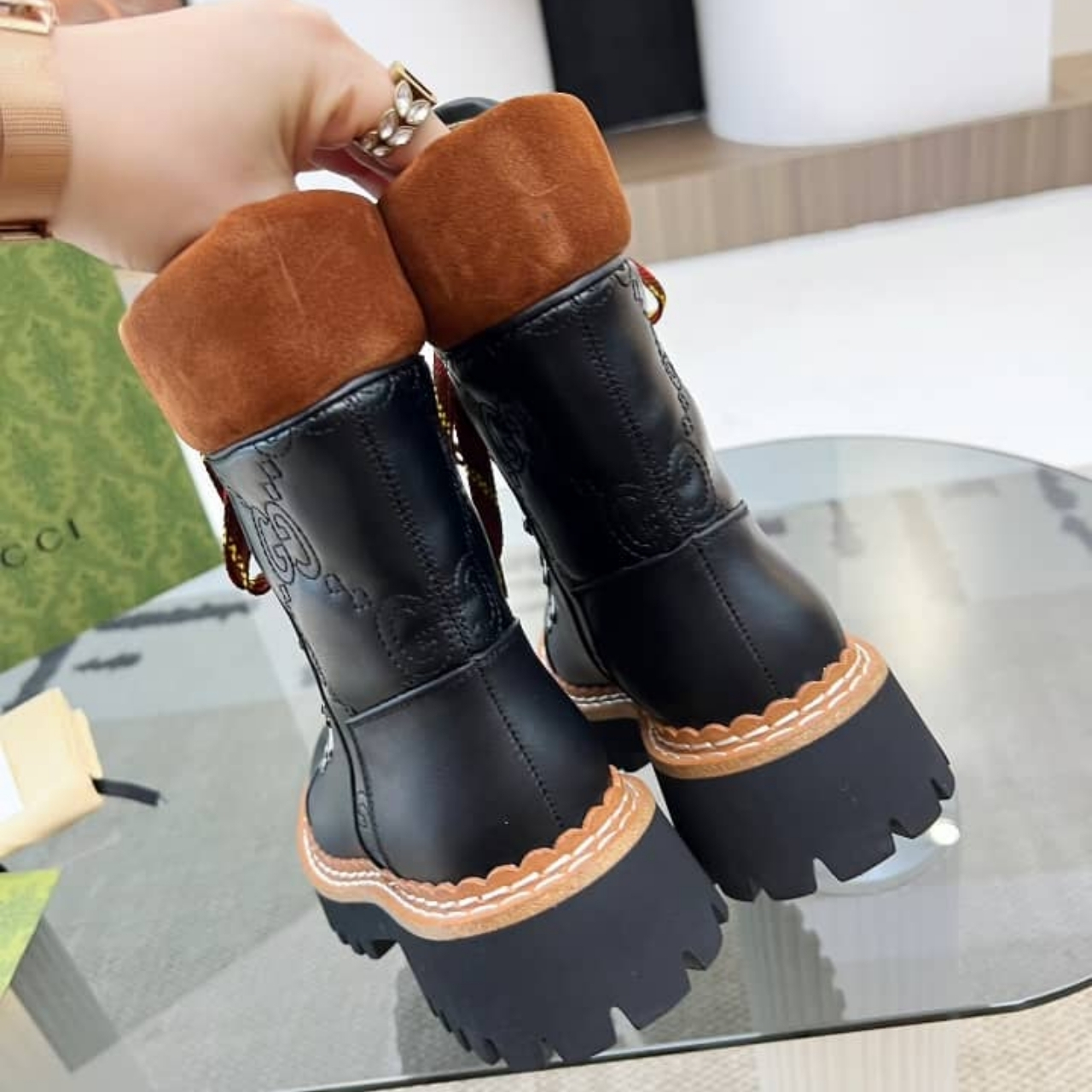 Gucci GG Quilted Ankle Boots Black - Image 6