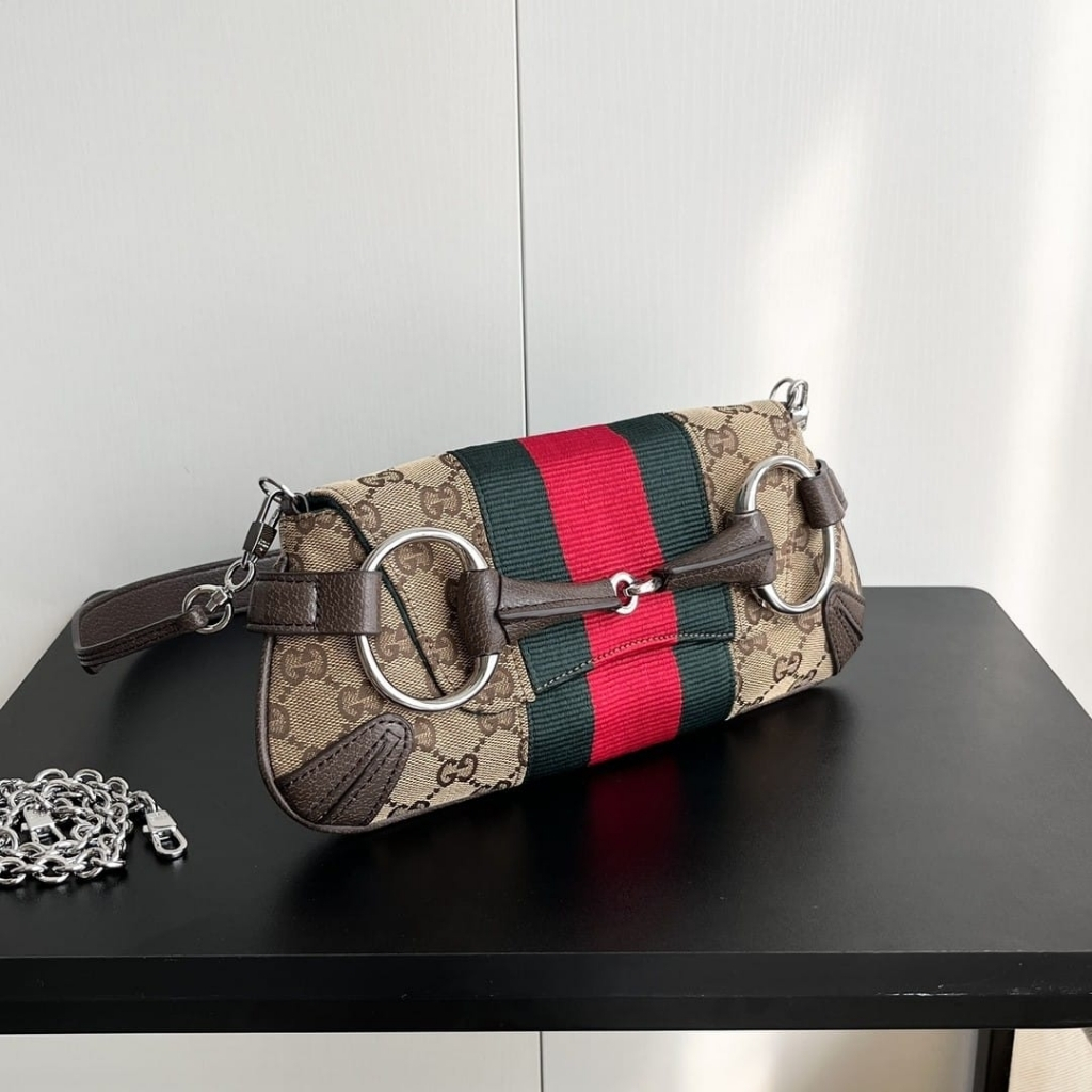 Gucci Horsebit Chain Small Shoulder Bag Beige And Brown 27Cm 764339 FACM2 8747 - Image 3