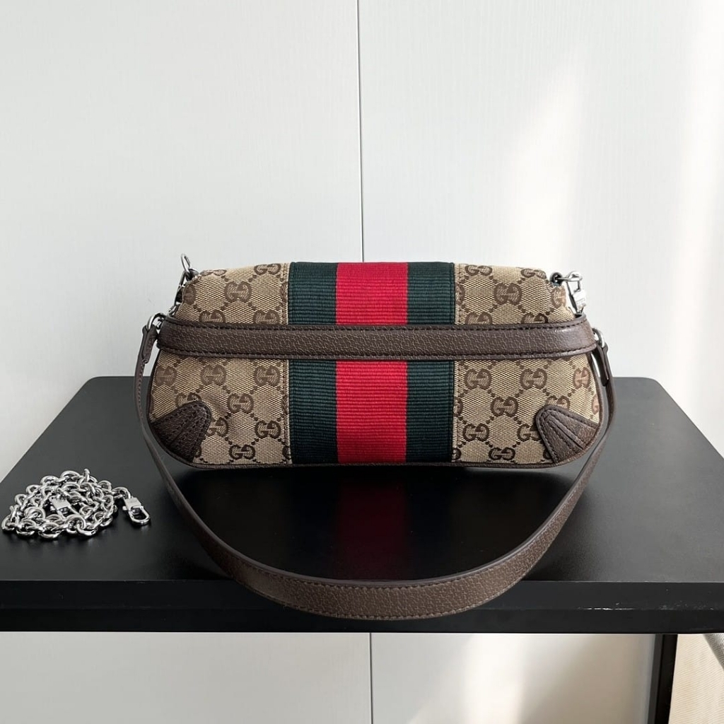 Gucci Horsebit Chain Small Shoulder Bag Beige And Brown 27Cm 764339 FACM2 8747 - Image 4