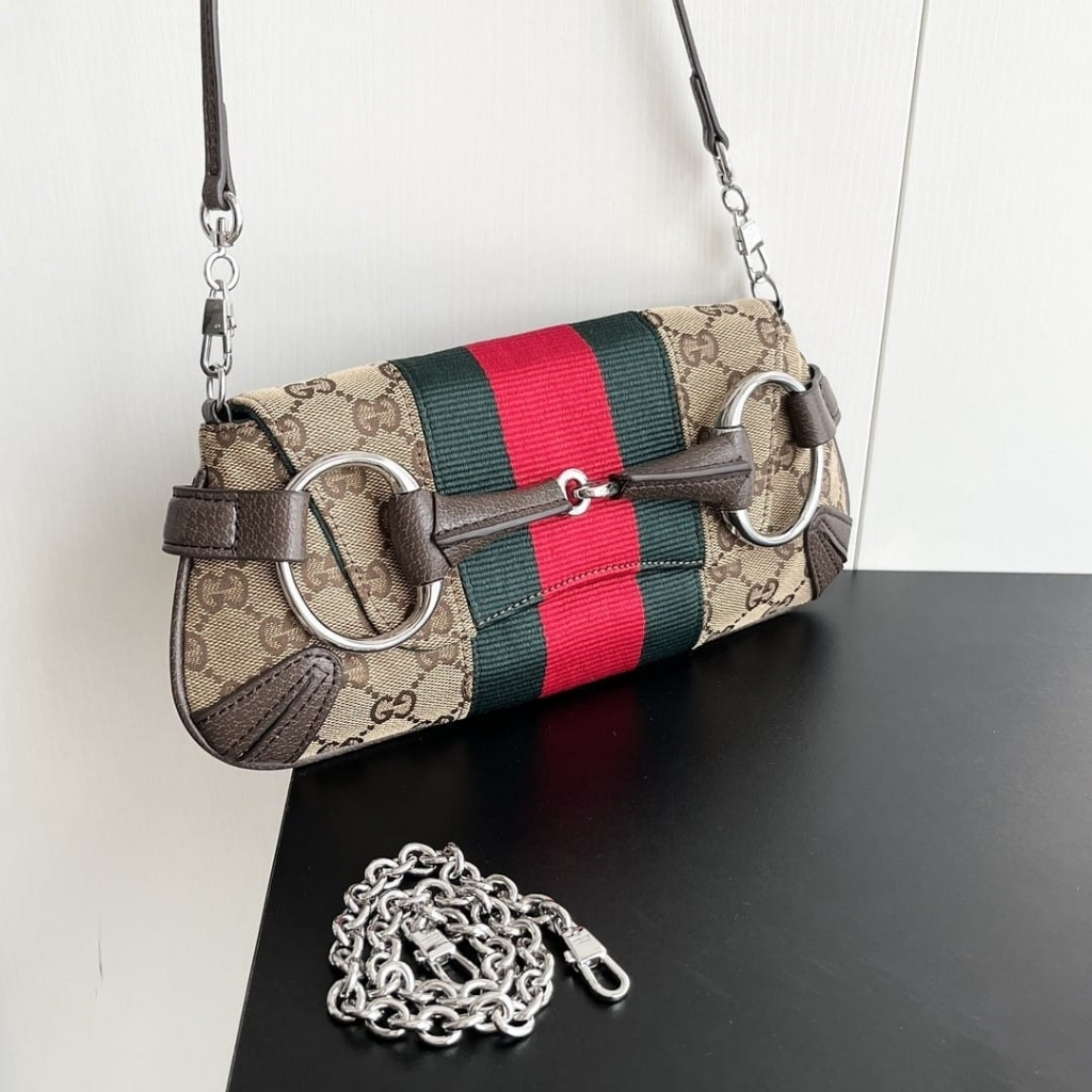 Gucci Horsebit Chain Small Shoulder Bag Beige And Brown 27Cm 764339 FACM2 8747 - Image 5