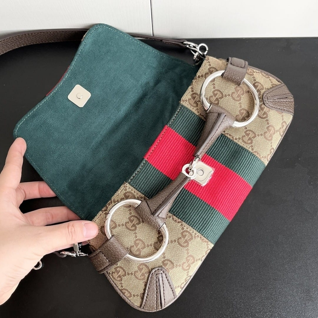 Gucci Horsebit Chain Small Shoulder Bag Beige And Brown 27Cm 764339 FACM2 8747 - Image 7