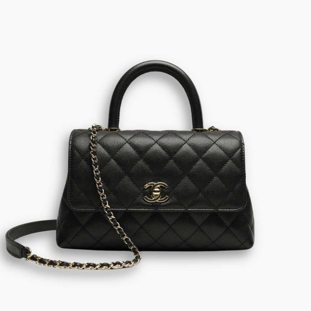 Chanel Coco Small Handle Flap Bag In Black 23Cm A92990 Y61556 94305