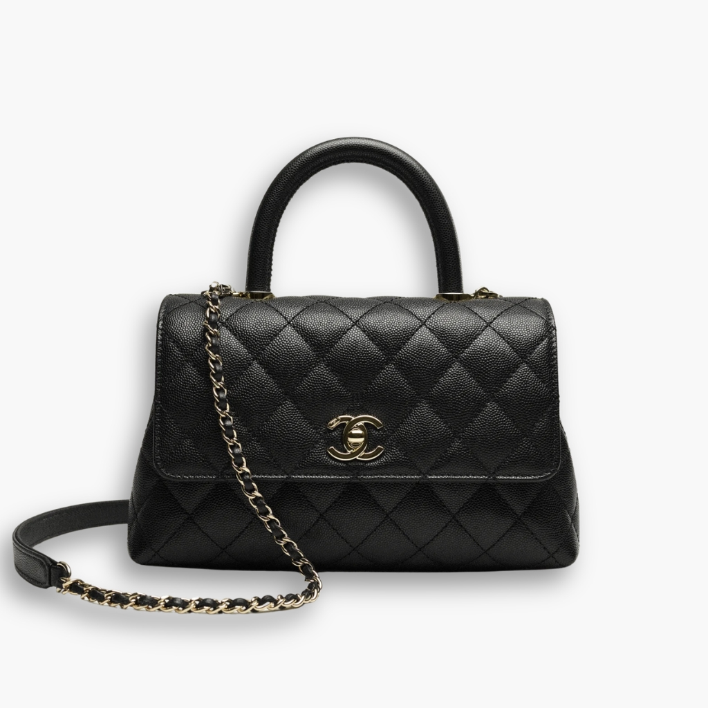 Chanel Coco Small Handle Flap Bag In Black 23Cm A92990 Y61556 94305