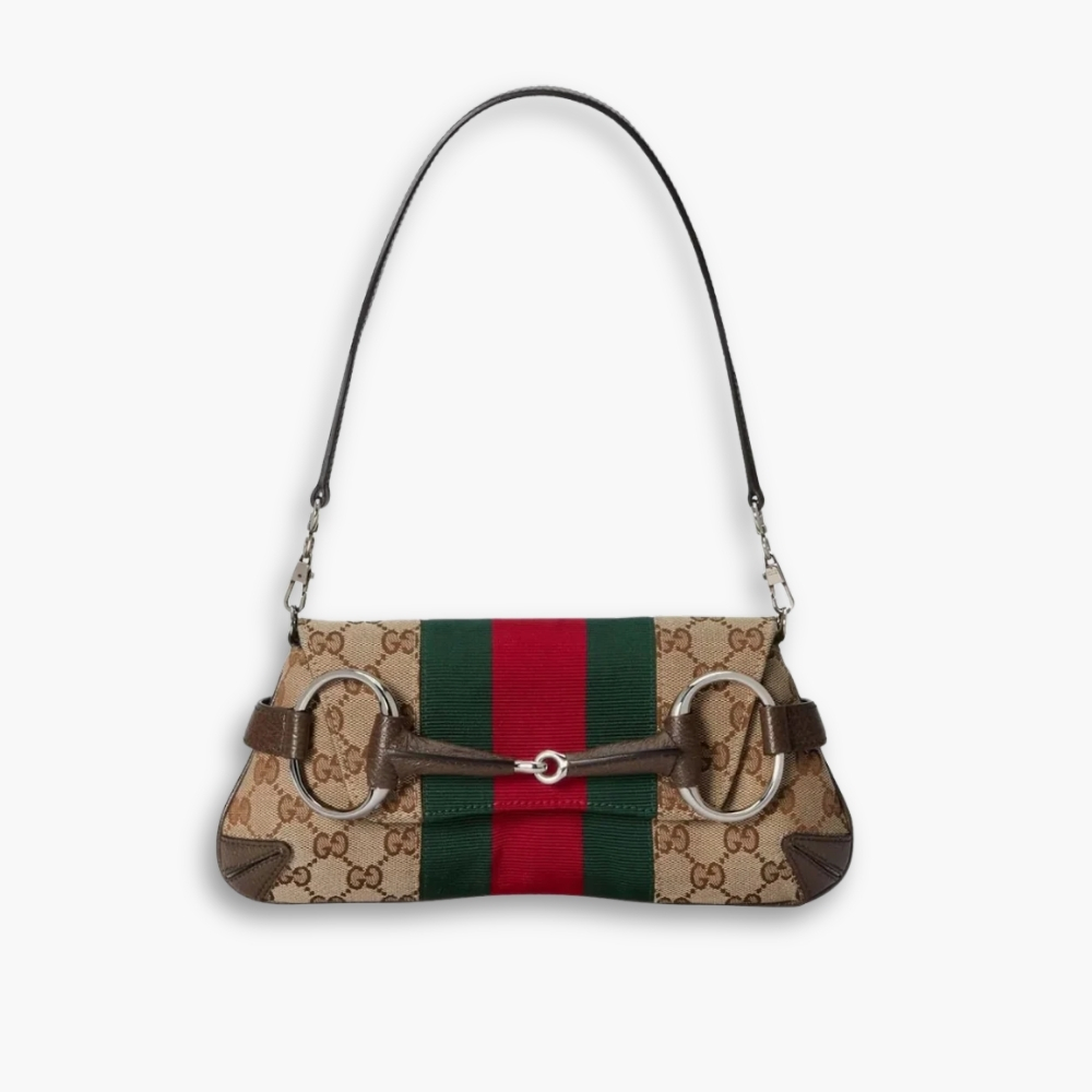 Gucci Horsebit Chain Small Shoulder Bag Beige And Brown 27Cm 764339 FACM2 8747