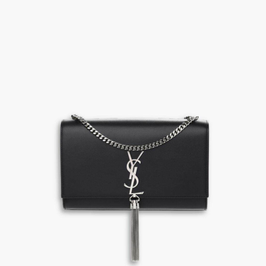 Saint Laurent Kate Medium In Grain De Poudre Mirror Effect Black 24Cm