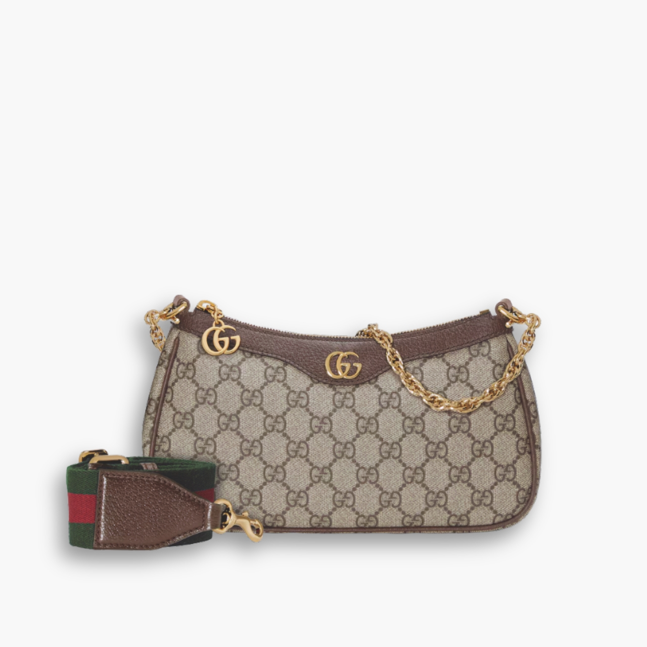 Gucci Ophidia Small Shoulder Bag Beige And Dark Brown 25Cm 735132 FABLE 9442
