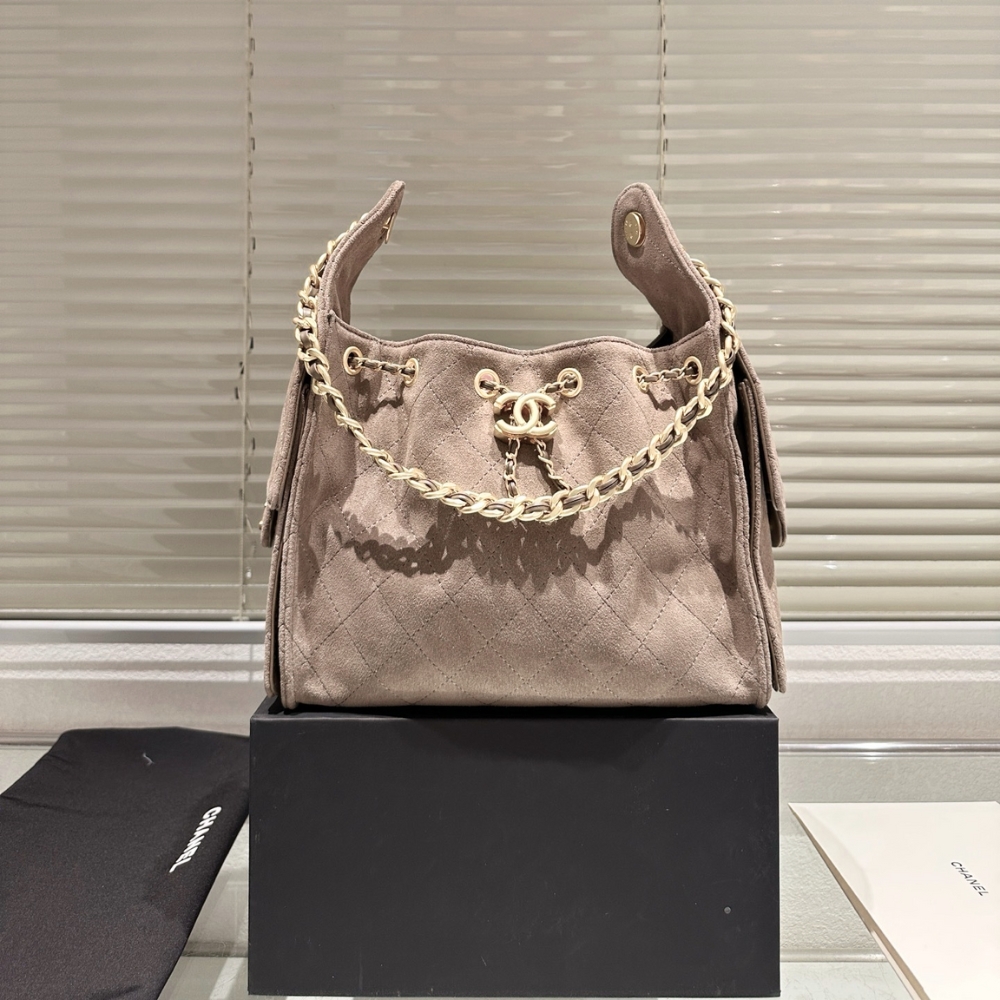 Alternative view of Chanel 25 Small Handbag Gold Tone Metal Light Gray 26Cm