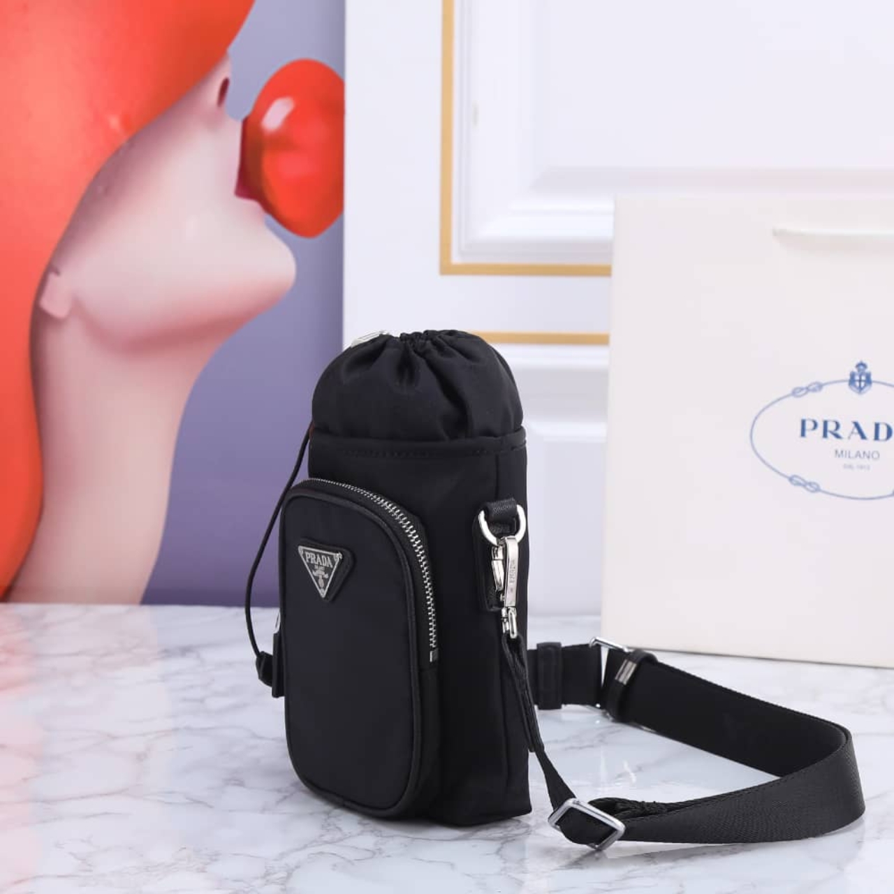 Prada Re Nylon Smartphone Case Black 18Cm - Image 3